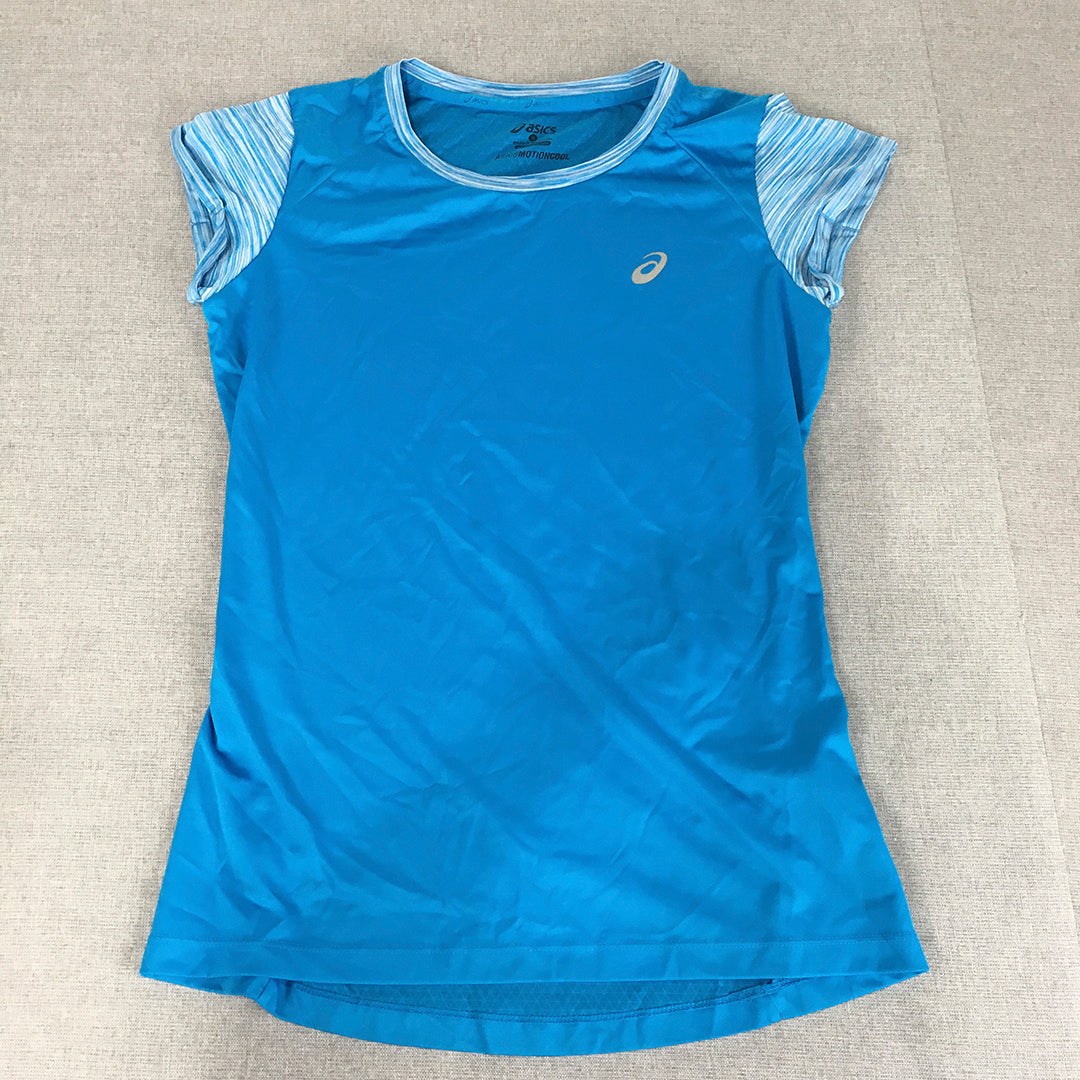 Asics Womens T-Shirt Size S Blue Logo Short Sleeve Crew Neck Top