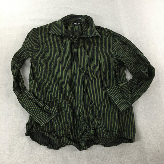 Apt. 9 Mens Shirt Size XL Black Green Striped Long Sleeve Button-Up