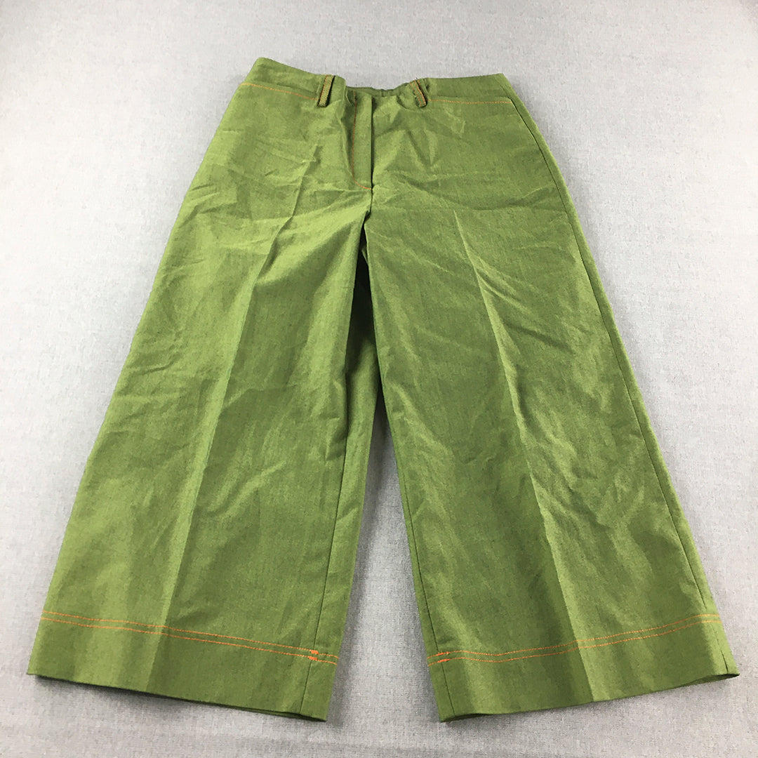 Korean Wide Leg Pants Size 30 (W30 x L20) Green 3/4 Length Capri