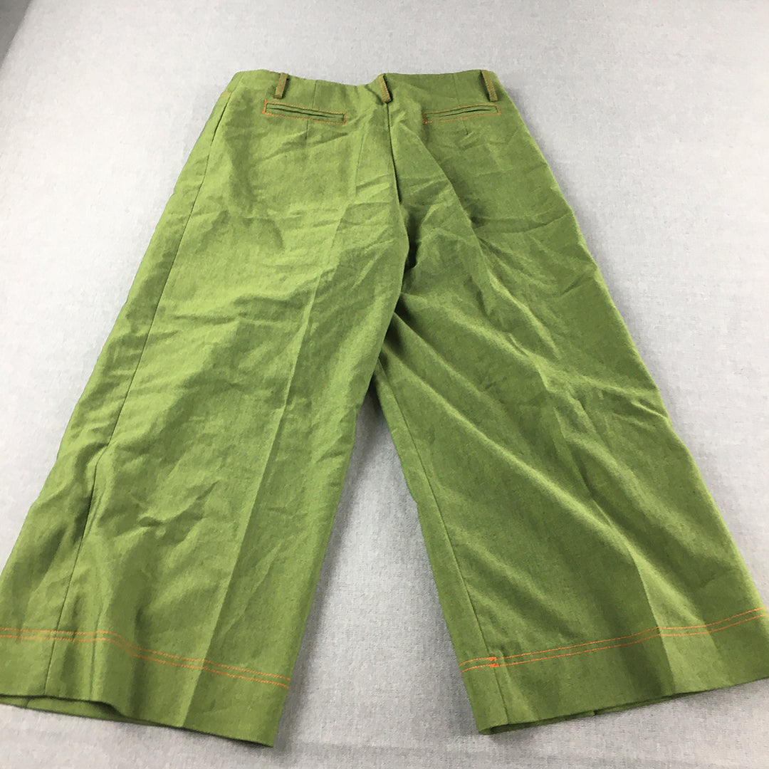 Korean Wide Leg Pants Size 30 (W30 x L20) Green 3/4 Length Capri