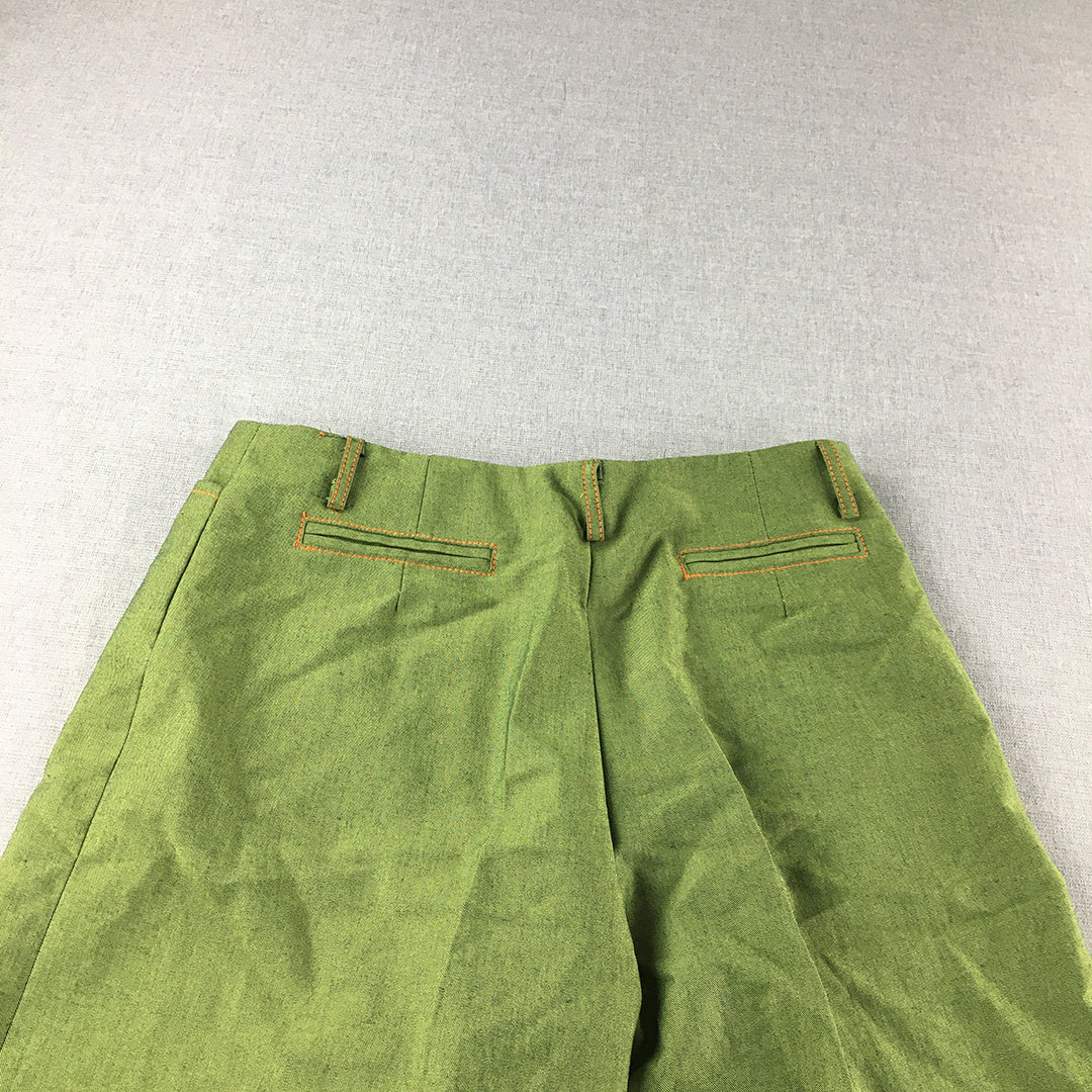 Korean Wide Leg Pants Size 30 (W30 x L20) Green 3/4 Length Capri