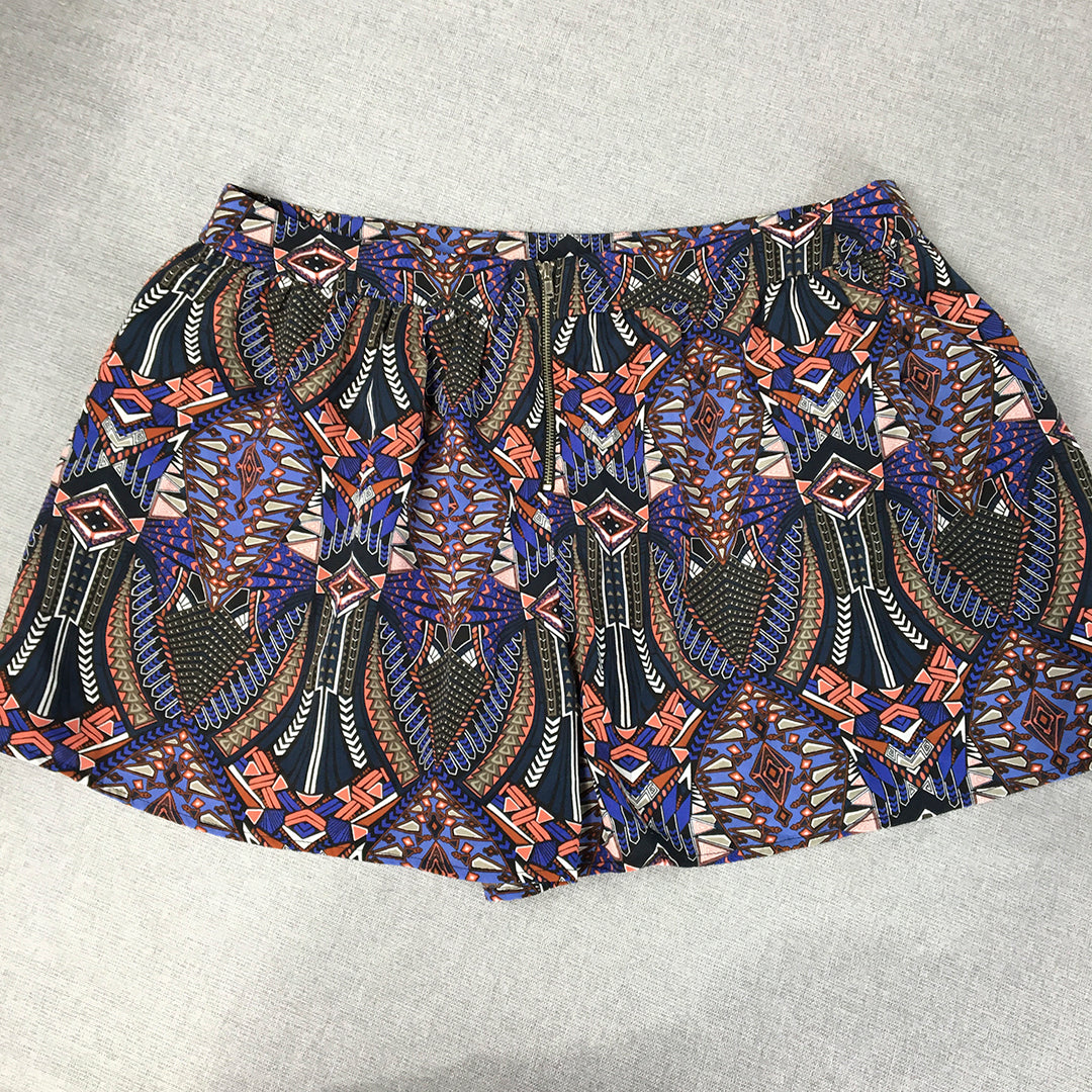 Forever 21 Womens Shorts Size L Purple Abstract Aztec Bermuda