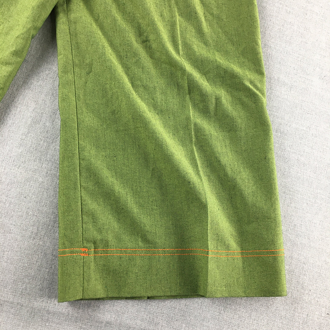 Korean Wide Leg Pants Size 30 (W30 x L20) Green 3/4 Length Capri