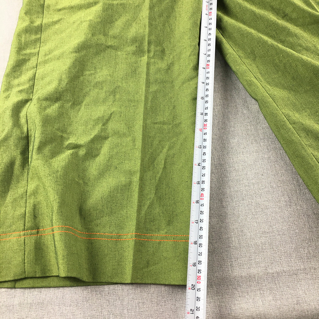 Korean Wide Leg Pants Size 30 (W30 x L20) Green 3/4 Length Capri