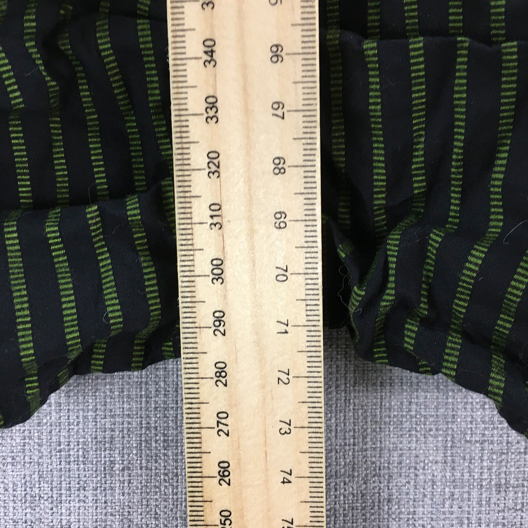 Apt. 9 Mens Shirt Size XL Black Green Striped Long Sleeve Button-Up