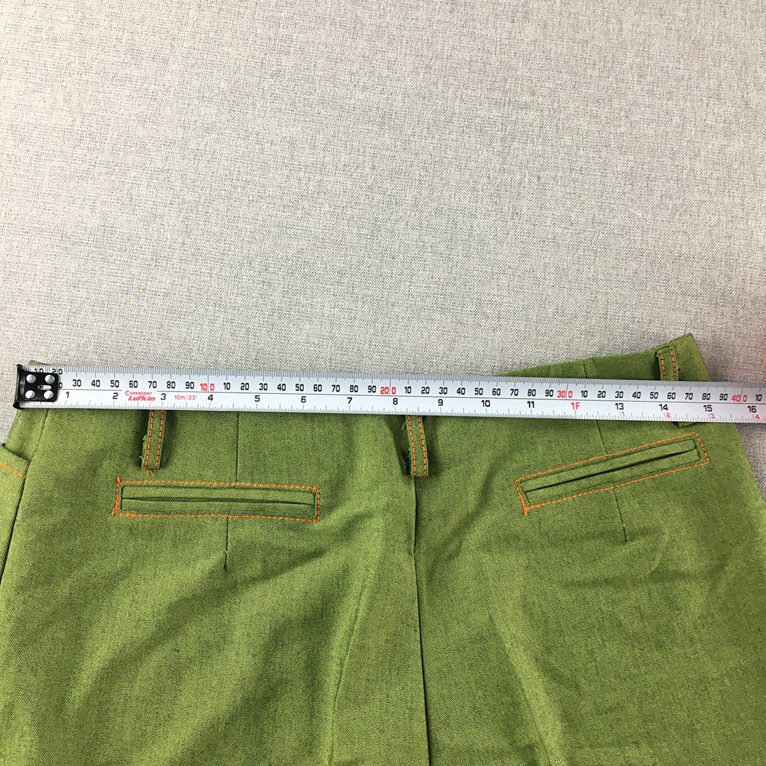 Korean Wide Leg Pants Size 30 (W30 x L20) Green 3/4 Length Capri