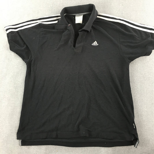 Adidas Mens Polo Shirt Size S Black Embroidered Logo Collared Golf Rugby