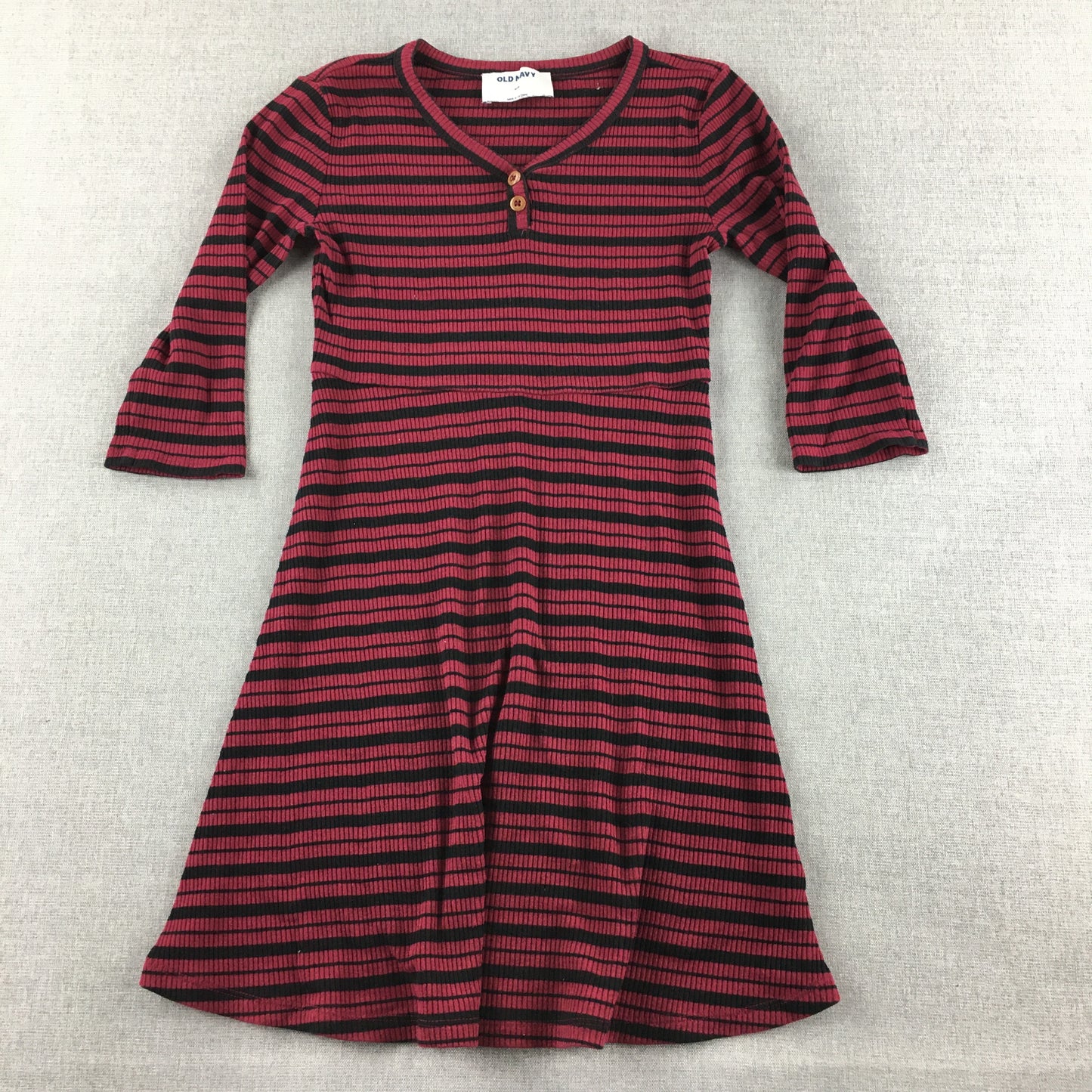 Old Navy Kids Girls Dress Youth Size M (8) Red Striped Long Sleeve