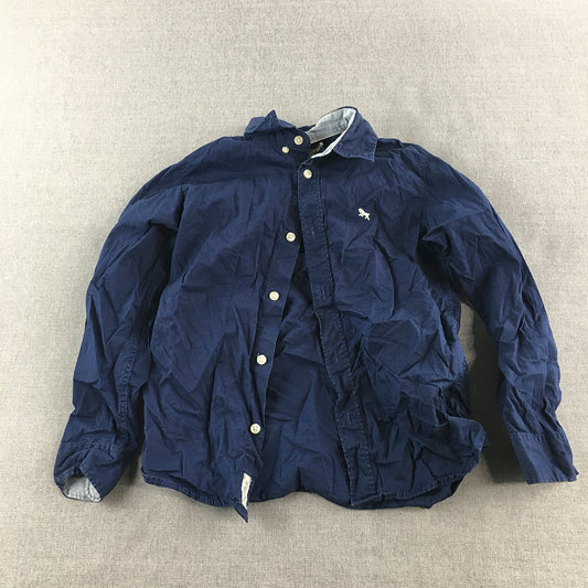 H&M Kids Boys Shirt Size 8 - 9 Years Blue Button-Up Collared Long Sleeve