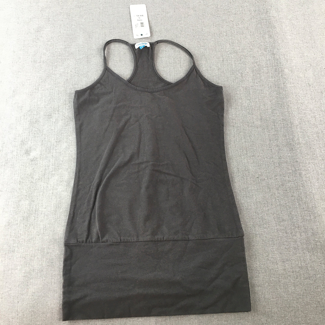 NEW Valleygirl Womens Top Size S Grey Stretch Sleeveless Shirt