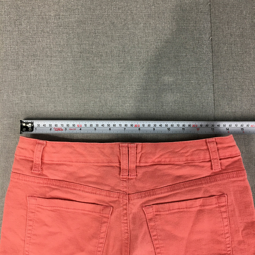 Style & Co Womens Capri Shorts Size 4 Coral Pink Pockets Stretch