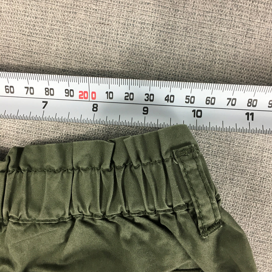 Uniqlo Kids Boys Shorts Size M Khaki Green Drawstring Elastic Waist Pockets