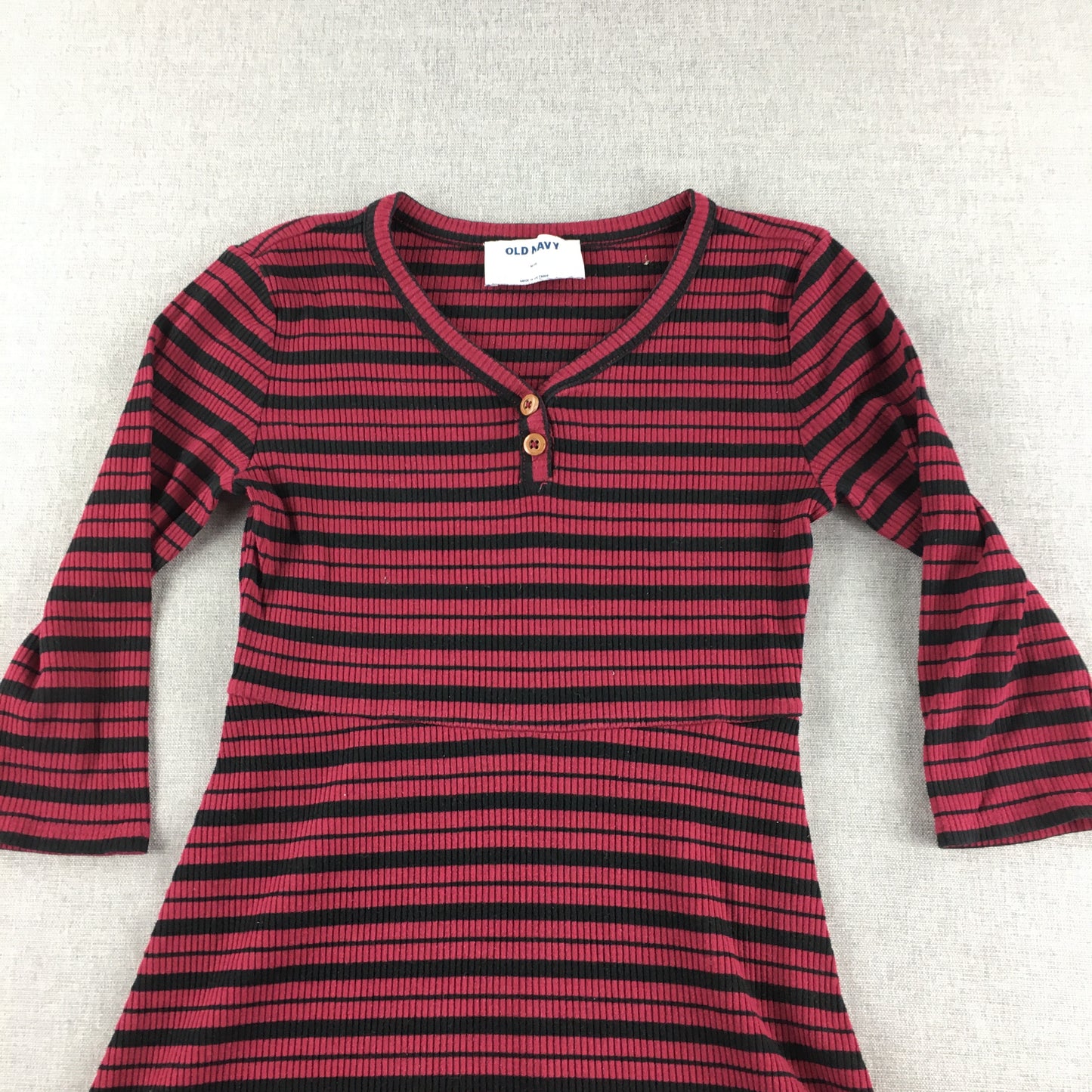 Old Navy Kids Girls Dress Youth Size M (8) Red Striped Long Sleeve