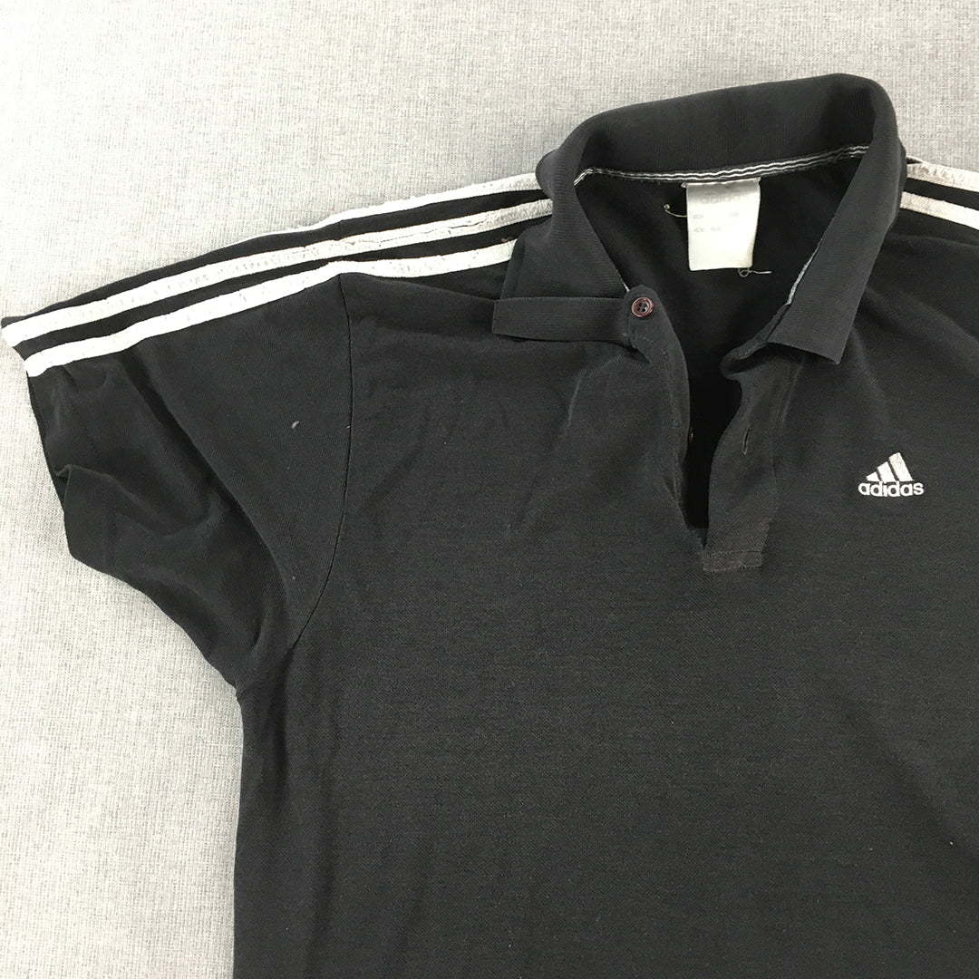 Adidas Mens Polo Shirt Size S Black Embroidered Logo Collared Golf Rugby