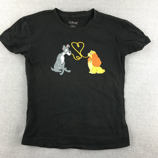 Lady and the Tramp Womens T-Shirt Size XXXS Black Disney Short Sleeve