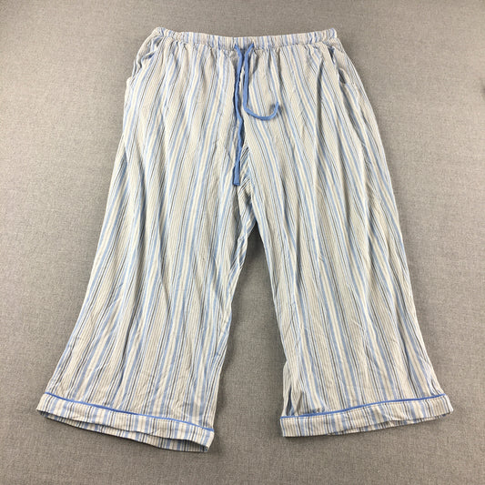 Nautica Sleepwear Pants Size L Blue White Striped Drawstring Pajama