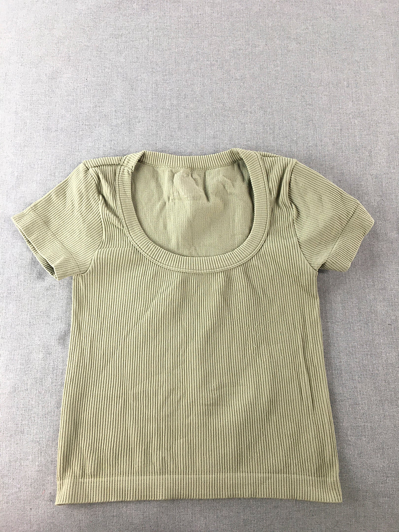 Valleygirl Womens Knit Top Size M/L Green Stretch Fabric T-Shirt