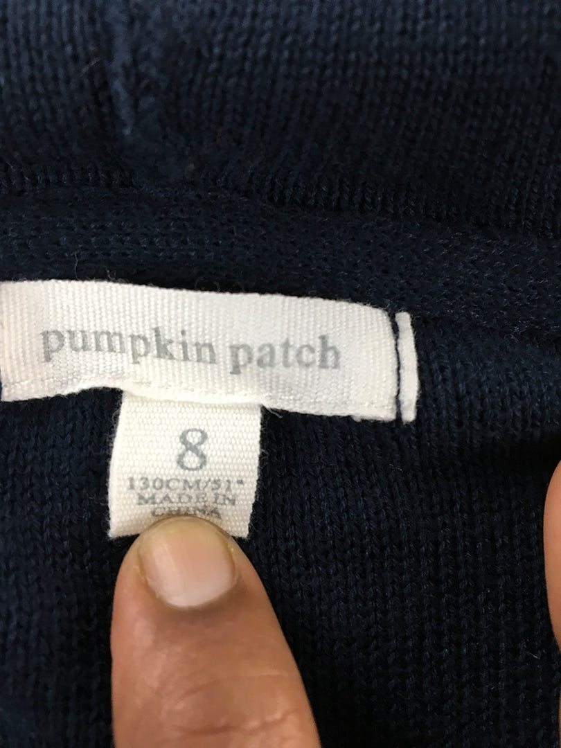 Pumpkin Patch Kids Girls Knit Hoodie Size 8 White Blue Pullover Jumper