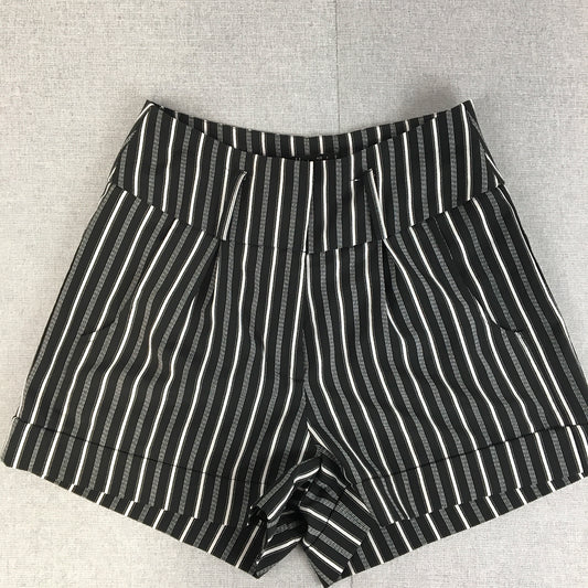 Ally Womens Shorts Size 8 Black Striped Bermuda