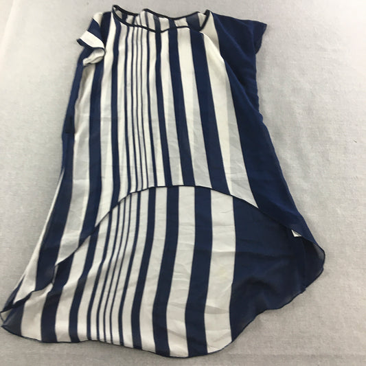 Deal Womens Mini Dress Size L Blue White Striped Short Sleeve