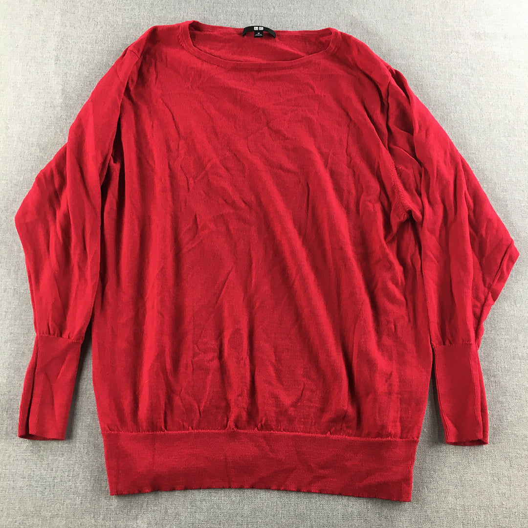 Uniqlo Womens Wool Sweater Size M Red Pullover Jumper