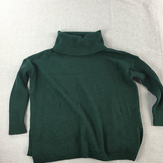 Sunny Girl Womens Turtleneck Sweater Size S Dark Green Pullover Jumper