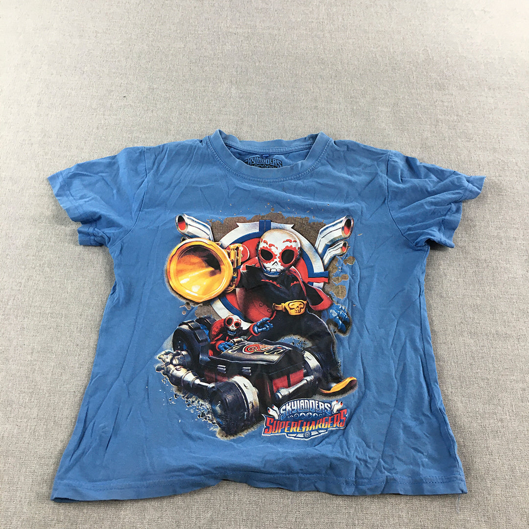 Skylanders Kids Boys T-Shirt Size 8 Blue Spyro Superchargers Video Game Top