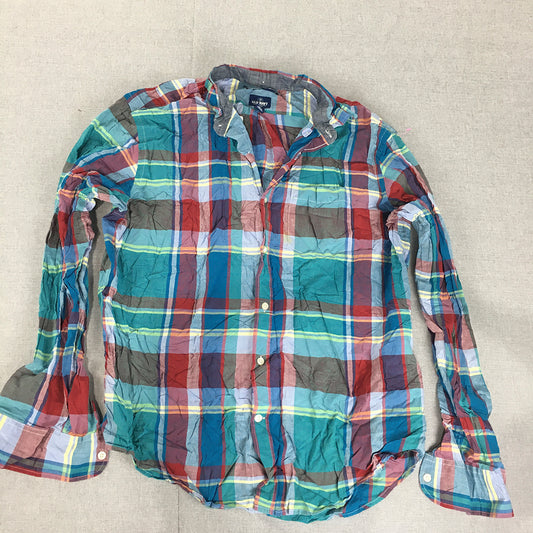 Old Navy Mens Shirt Size XL Blue Checkered Long Sleeve Button-Up Collared