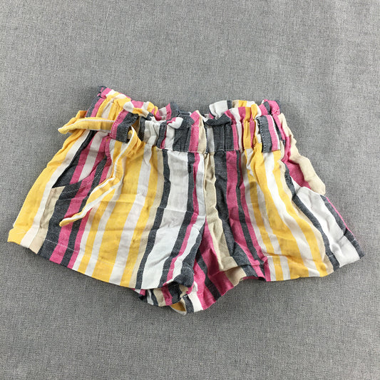 Seed Heritage Kids Girls Linen Shorts Size 4 Yellow White Pink Pockets