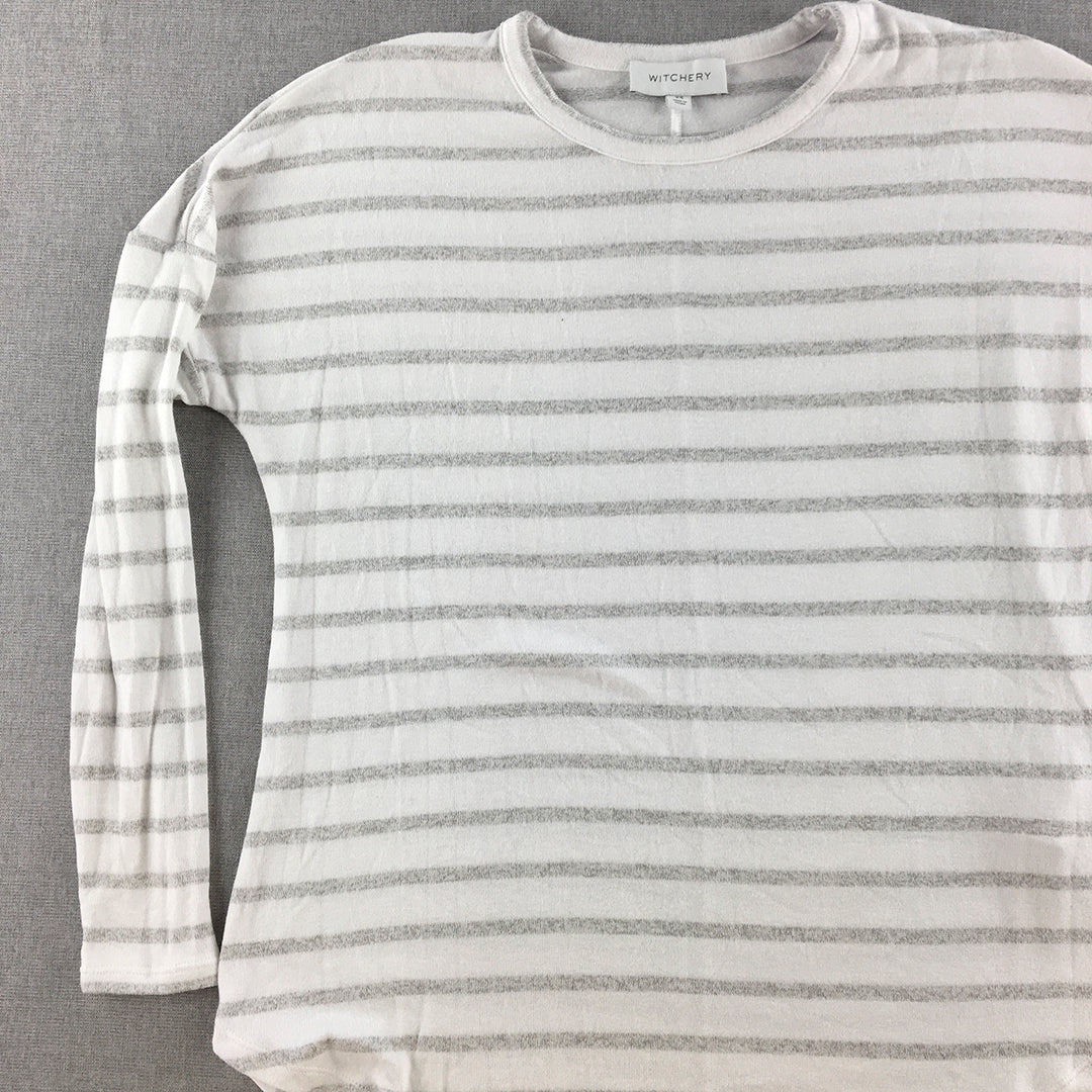 Witchery Womens Knit Sweater Size XS White Striped Pullover Jumper