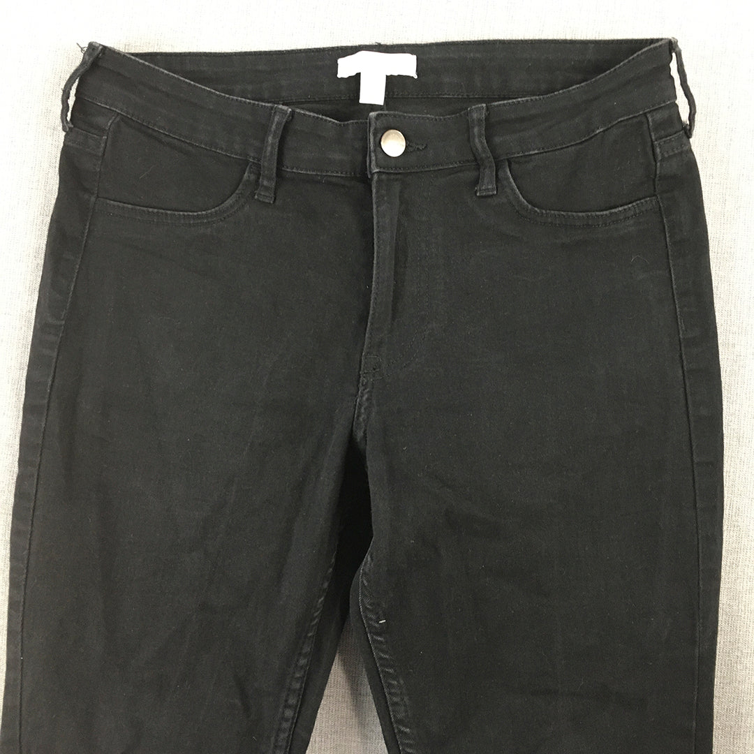 H&M Womens Jeans Size 8 Black Dark Wash Denim Skinny