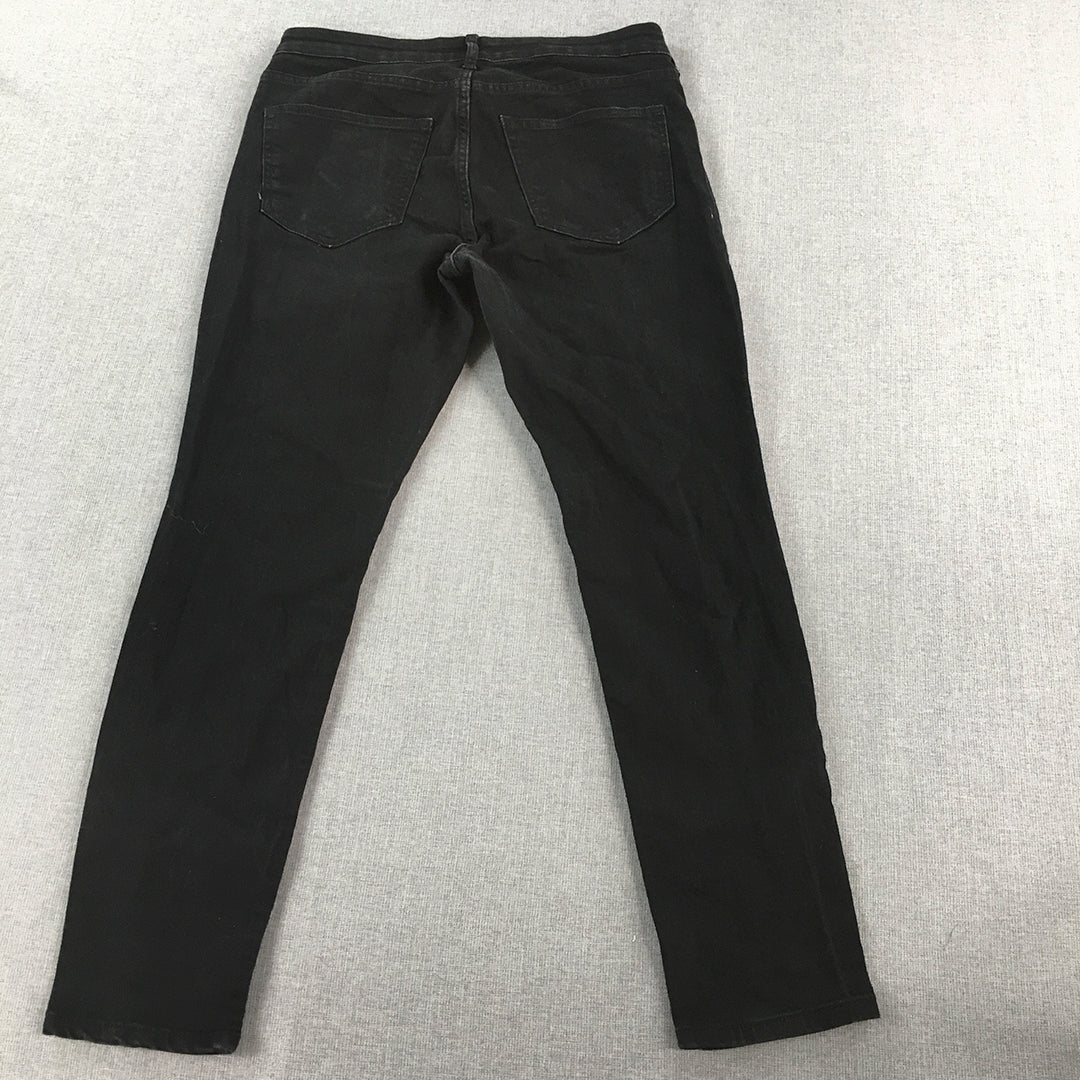 H&M Womens Jeans Size 8 Black Dark Wash Denim Skinny