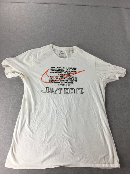 Nike Mens T-Shirt Size L White Just Do It Logo Athletic Fit Short Sleeve Tee