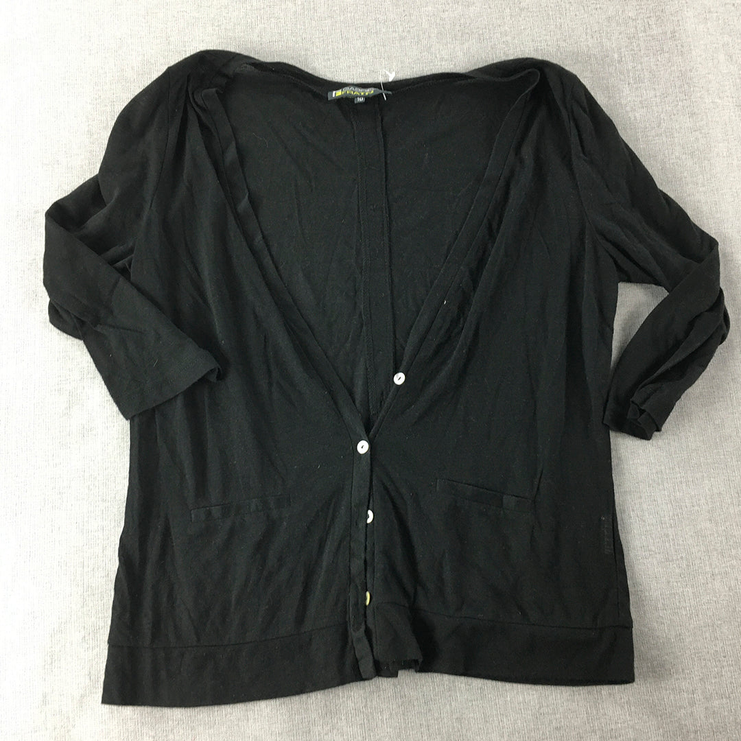 Gabriella Frattini Womens Cardigan Size 10 Black Button Up Knit