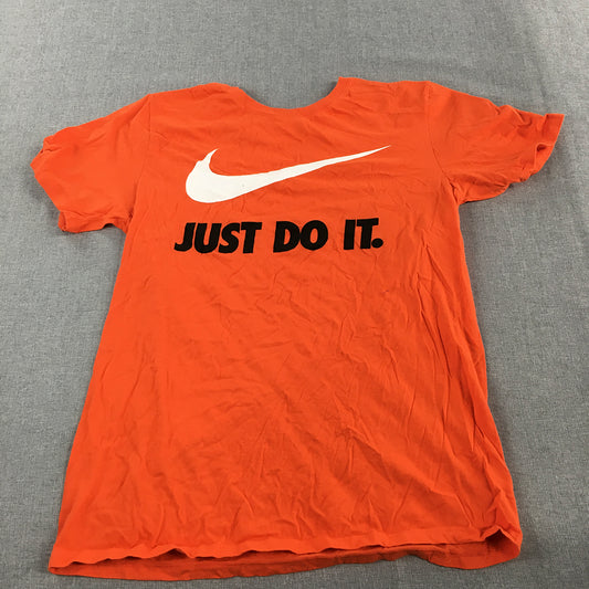 Nike Mens T-Shirt Size M Orange Big Logo Swoosh Just Do It Athletic Fit