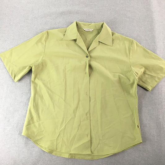 Vintage Nick Name Womens Shirt Size L Green Short Sleeve Button-Up Top