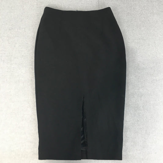 Forcast Womens Pencil Skirt Size 8 Black Midi Slit