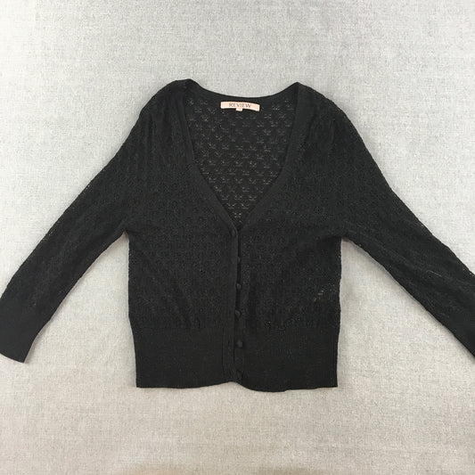 Review Womens Cardigan Size XS Black Button Up Knit