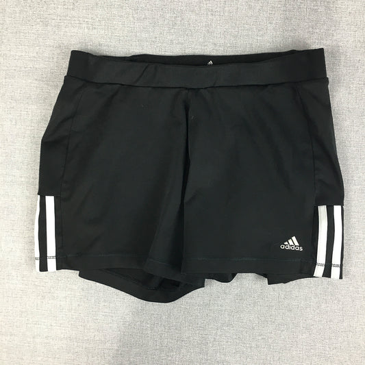 Adidas Kids Girls Shorts Size 13 - 14 Years Black Logo Climalite Stretch