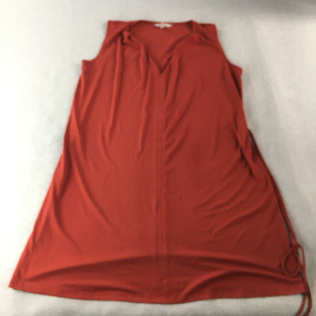 H&M Womens A-Line Mini Dress Size M Red Sleeveless V-Neck