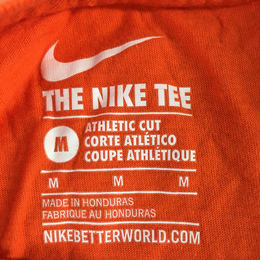 Nike Mens T-Shirt Size M Orange Big Logo Swoosh Just Do It Athletic Fit