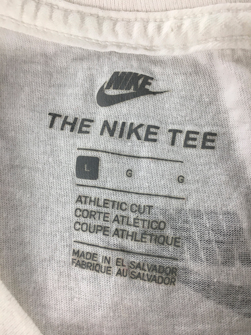 Nike Mens T-Shirt Size L White Just Do It Logo Athletic Fit Short Sleeve Tee