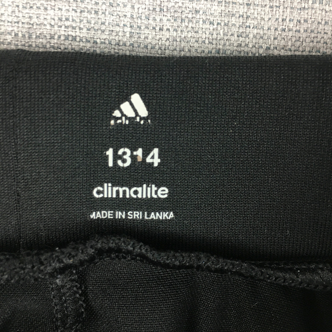 Adidas Kids Girls Shorts Size 13 - 14 Years Black Logo Climalite Stretch