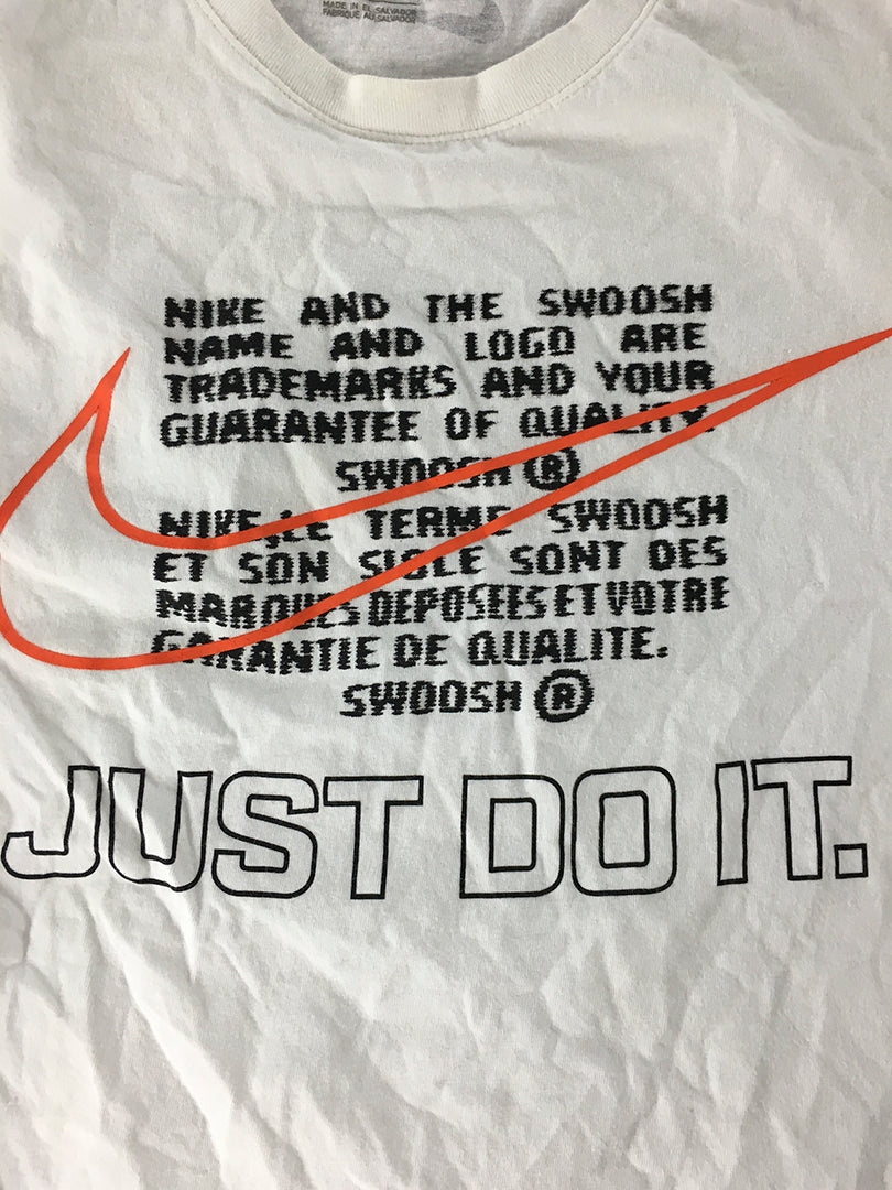 Nike Mens T-Shirt Size L White Just Do It Logo Athletic Fit Short Sleeve Tee