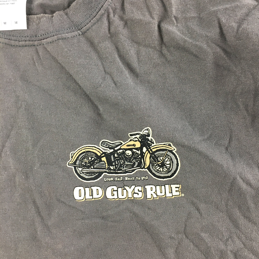 Old Guys Rule Mens T-Shirt Size M Brown Motorcycle Bike Short Sleeve Tee