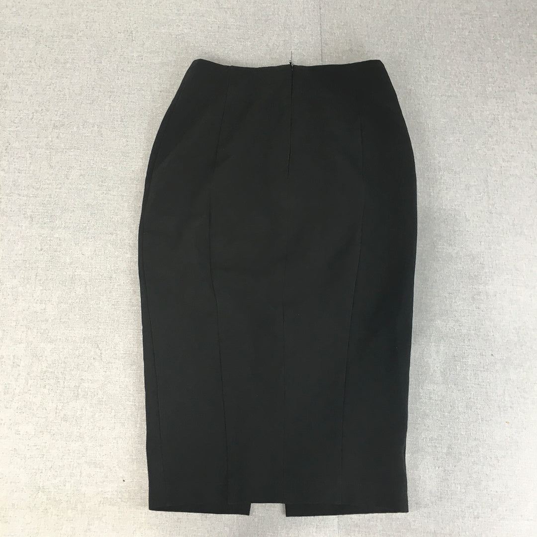 Forcast Womens Pencil Skirt Size 8 Black Midi Slit