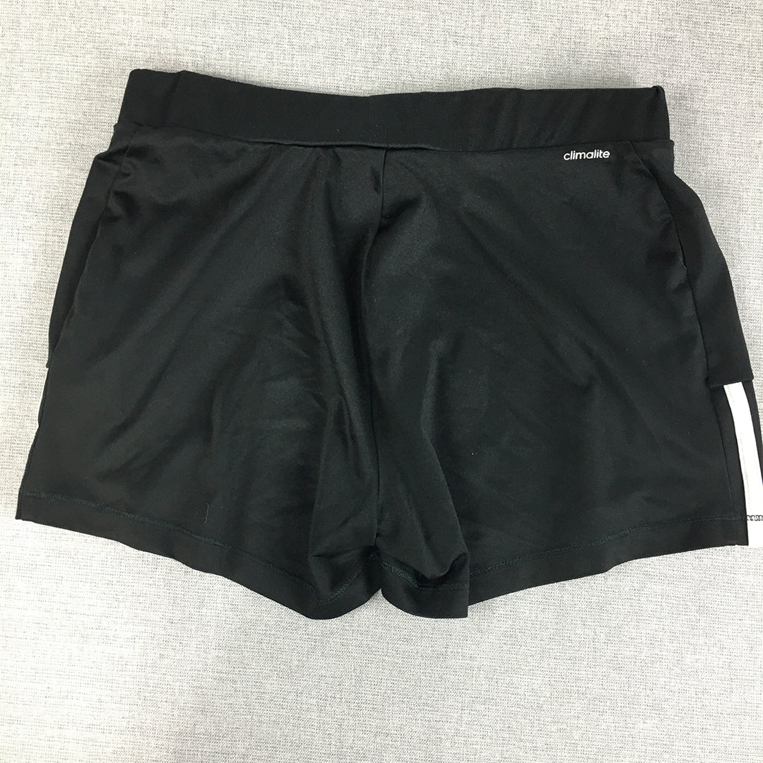 Adidas Kids Girls Shorts Size 13 - 14 Years Black Logo Climalite Stretch