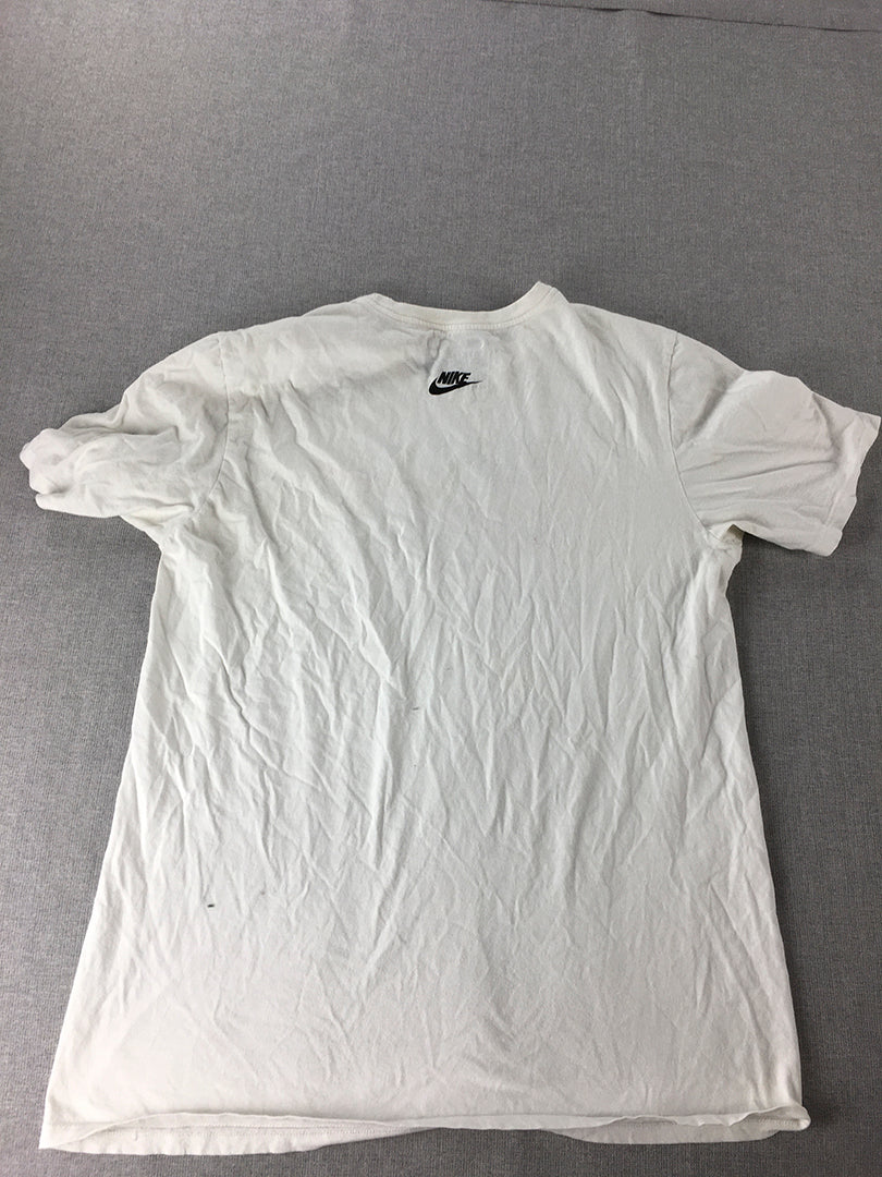 Nike Mens T-Shirt Size L White Just Do It Logo Athletic Fit Short Sleeve Tee