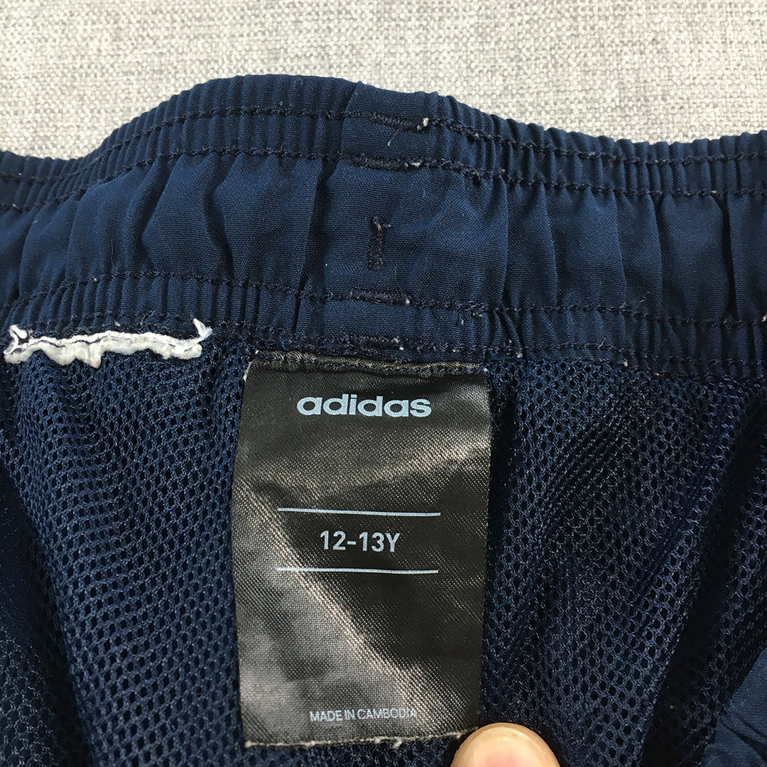 Adidas Kids Boys Tracksuit Pants Size 12 - 13 Years Blue Logo Jogger