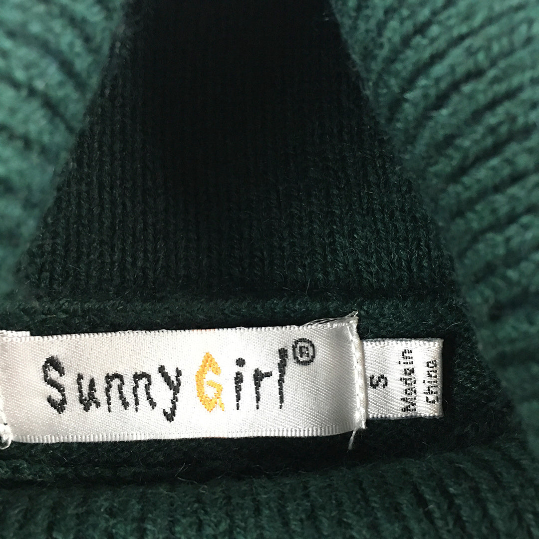 Sunny Girl Womens Turtleneck Sweater Size S Dark Green Pullover Jumper